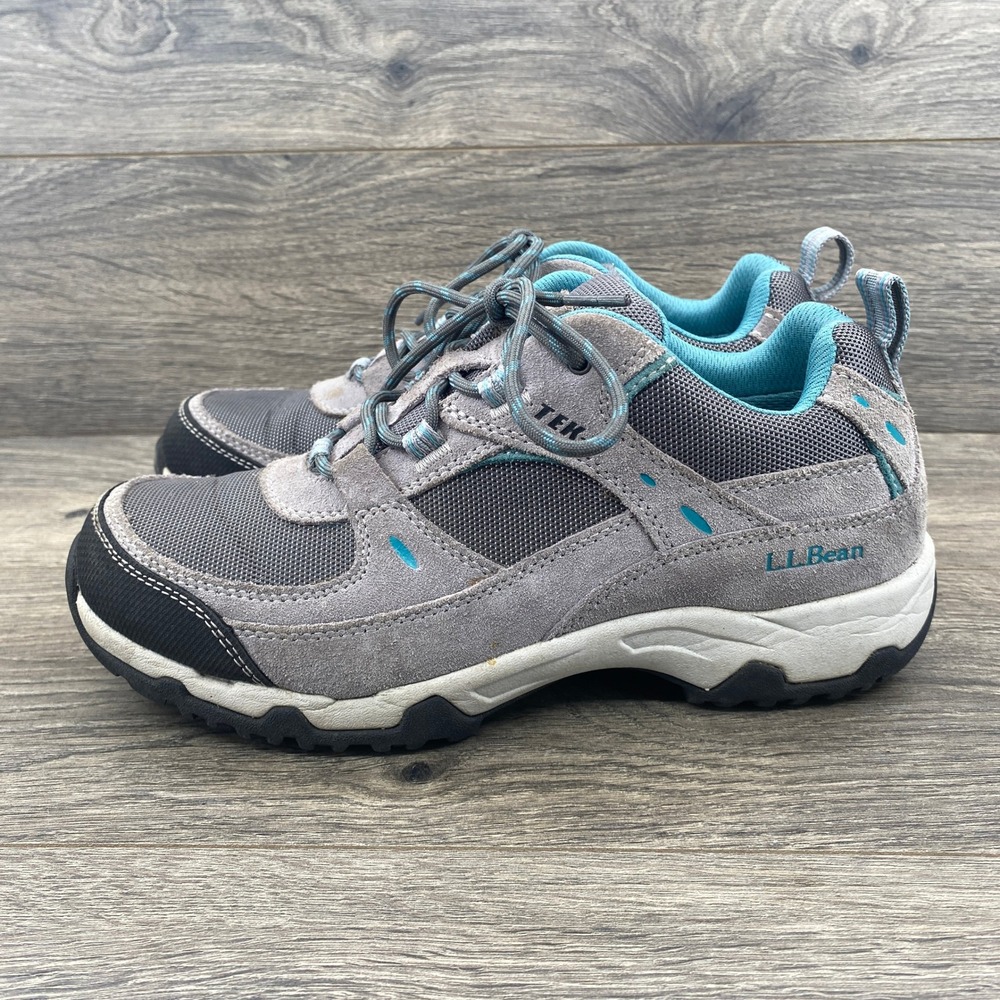 LL Bean Tek 2.5 Women Gray Blue Trail Hiking Shoes Sneakers Size 7.5